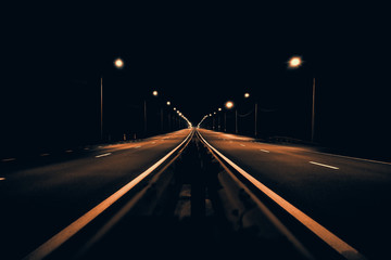 Fototapeta na wymiar deserted speedway at night