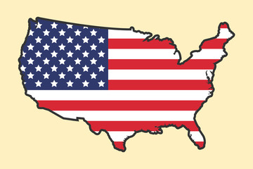 National United State of America (USA) flag. Vector illustration.