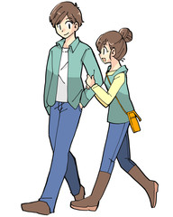 デートを楽しむ恋人同士のイラスト