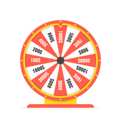 Fortune wheel in flat style. Game money, winner play luck. Vector illustration.
