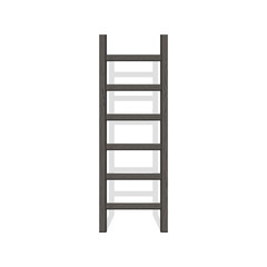 Wooden step ladder stand near white wall. Vector illustration