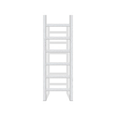 Wooden step ladder stand near white wall. Vector illustration