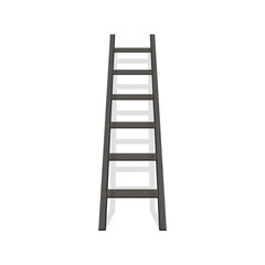 Wooden step ladder stand near white wall. Vector illustration