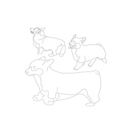 Set of corgi dogs. Isolated on white background. Flat style cartoon stock vector