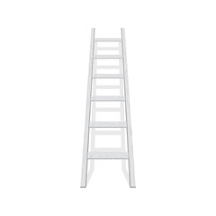 Wooden step ladder stand near white wall. Vector illustration