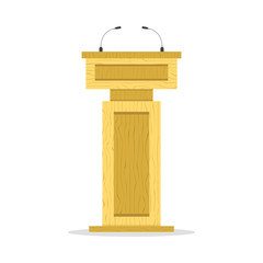 Wooden tribune isolated on white background. Vector illustration.
