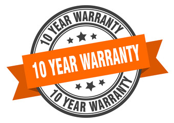Obraz premium 10 year warranty label. 10 year warranty orange band sign. 10 year warranty