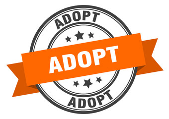 Fototapeta premium adopt label. adopt orange band sign. adopt