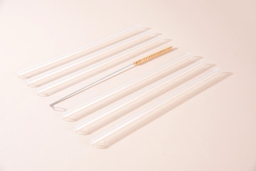 Overhead Shot of Glass Drinking Straw.