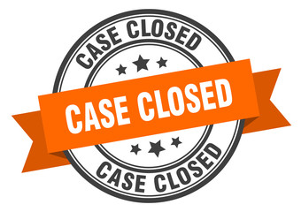 case closed label. case closed orange band sign. case closed