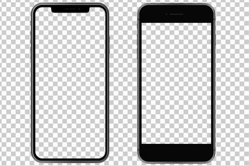 2 mobile phones with transparent screen. - obrazy, fototapety, plakaty