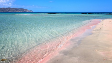 Elafonisi pink beach in Crete, Greece. Best landscapes.