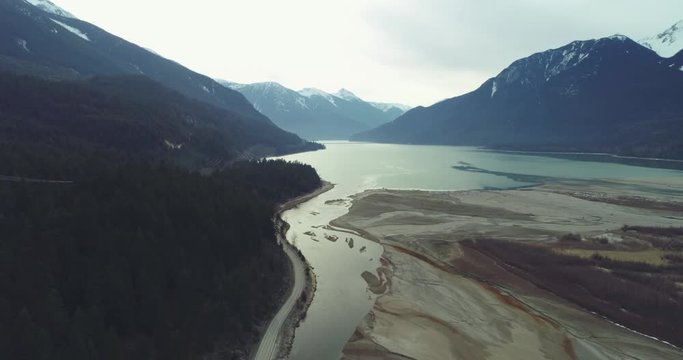 4K Aerial Flying Over Coastal Wilderness at Sunset