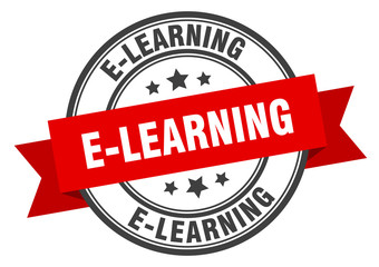 e-learning label. e-learning red band sign. e-learning