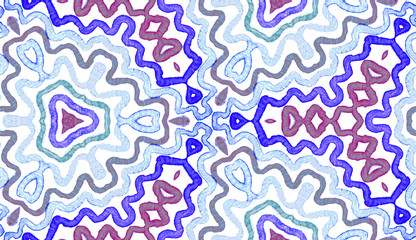 Blue Geometric Watercolor. Cute Seamless Pattern. 