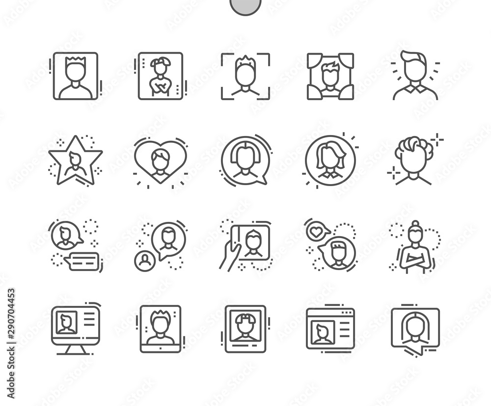 Poster man avatar well-crafted pixel perfect vector thin line icons 30 2x grid for web graphics and apps. s