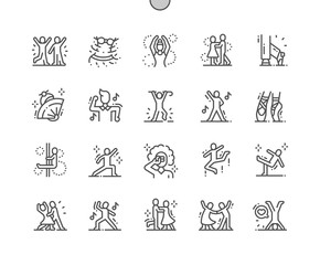 Dancing Well-crafted Pixel Perfect Vector Thin Line Icons 30 2x Grid for Web Graphics and Apps. Simple Minimal Pictogram