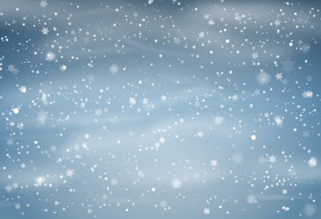 Falling Snow Overlay Background. Snowfall Winter Christmas Background. Vector Illustration.
