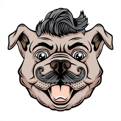 Dog with hipster haircut and mustache. 