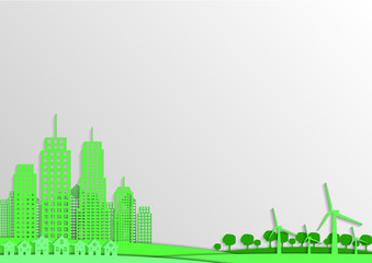 Eco city concept, Green city In the form of paper cutting