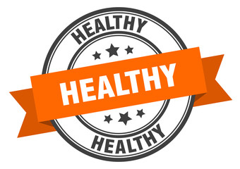 healthy label. healthy orange band sign. healthy