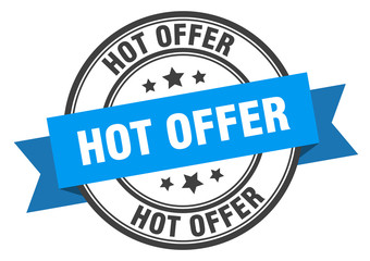 hot offer label. hot offer blue band sign. hot offer