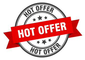 hot offer label. hot offer red band sign. hot offer