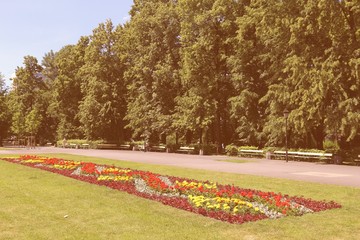 Warsaw park. Filtered retro color style.