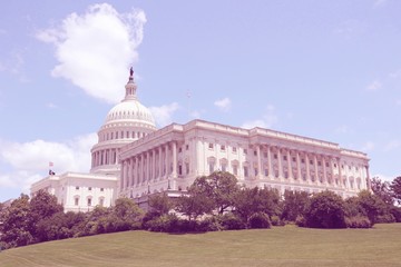 Naklejka premium US capitol. Filtered retro color style.
