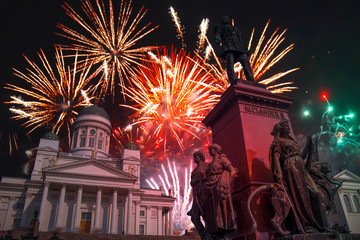 colorful fireworks in Helsinki.