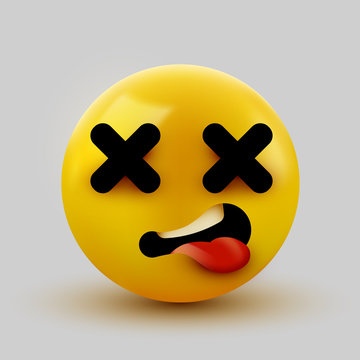 recommend clip art: Dead face emoji. Cross eyes emoticon 3d rendering.