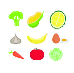 Vegetable fruit and egg icon vector