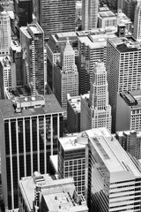 Chicago aerial view. Black and white vintage tone.