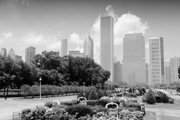 Chicago, USA. Black and white vintage tone.