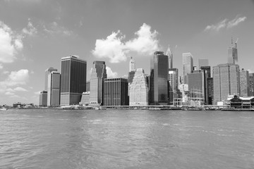 New York skyline. Black and white vintage style.