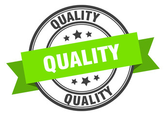 quality label. quality green band sign. quality
