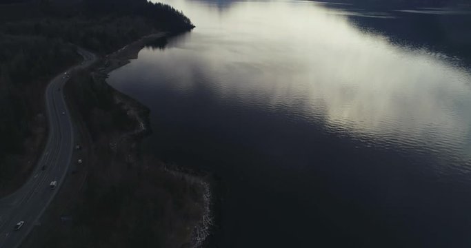 4K Aerial Flying Over Coastal Wilderness at Sunset