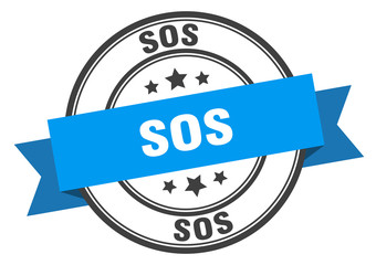 sos label. sos blue band sign. sos
