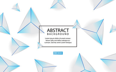 Abstract white background a combination with triangle line blue shape pattern composition. Vector design modern template for use element cover, banner, corporate, advertising