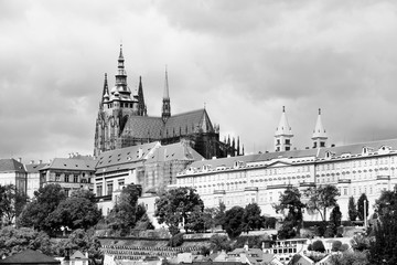 Prague. Black and white retro style.
