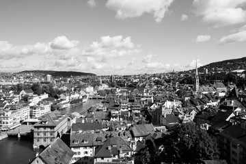 Zurich, Switzerland. Black and white retro style.