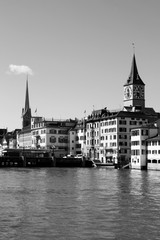 Fototapeta premium Switzerland - Zurich. Black and white retro style.