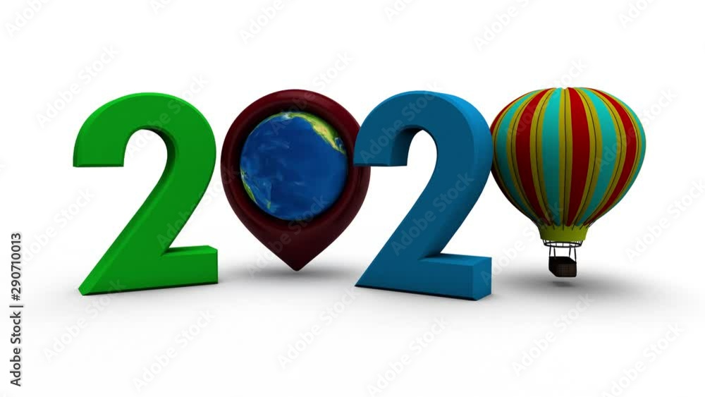 Aufkleber 3d animation model of the globe rotates in the sign of the navigator and the balloon. the objects to
