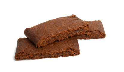 chocolate sponge cake isolated