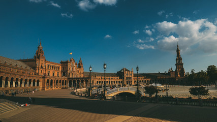 Obraz premium Plaza de Espana, in Seville, Spain, built in 1928 for the Ibero-American Exposition of 1929
