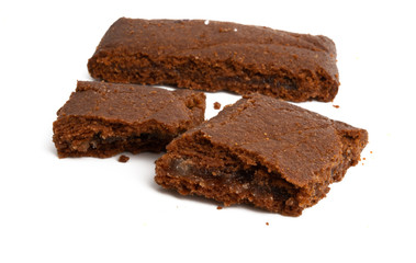 chocolate sponge cake isolated