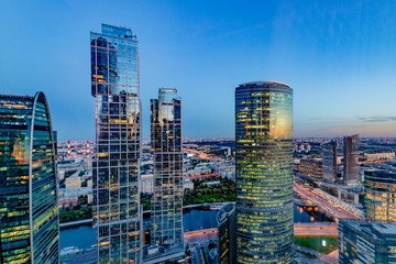  high-rise office buildings in the modern business center Moscow City