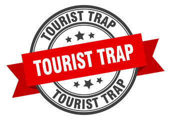 tourist trap label. tourist trap red band sign. tourist trap