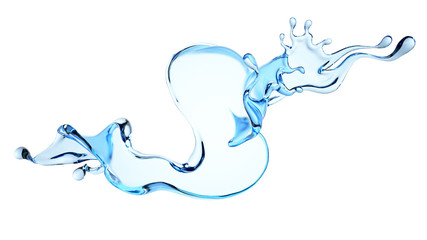 Splash fluid. 3d illustration, 3d rendering.