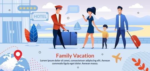 Family on Vacation Check into Hotel Flat Poster